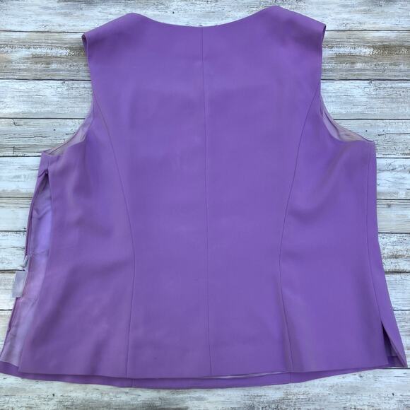 Louise Ricci Top Blouse Sz 18 Purple Beaded square Neckline Rhinestone Y2K Glam - Picture 2 of 16